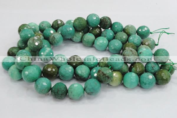 CAB12 15.5 inches 18mm faceted round green grass agate gemstone beads
