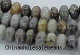 CAB142 15.5 inches 6*10mm rondelle bamboo leaf agate beads