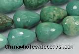 CAB15 15.5 inches 12*18mm faceted teardrop green grass agate beads