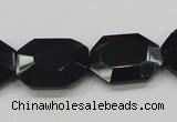 CAB325 15.5 inches 18*24mm faceted octagonal black agate gemstone beads