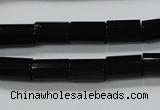 CAB333 15.5 inches 8*12mm faceted column black agate gemstone beads