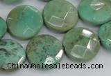 CAB34 15.5 inches 18mm faceted coin green grass agate gemstone beads