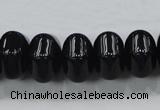 CAB341 15.5 inches 12*18mm hexagon rondelle black agate gemstone beads