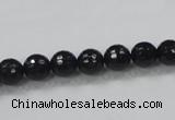 CAB343 15.5 inches 8mm faceted round black agate gemstone beads