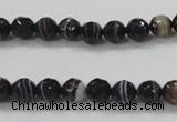 CAB347 15.5 inches 8mm faceted round black agate gemstone beads