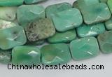 CAB36 15.5 inches 10*14mm faceted rectangle green grass agate beads