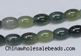 CAB388 15.5 inches 7*10mm rice moss agate gemstone beads wholesale