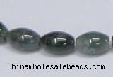 CAB390 15.5 inches 10*15mm rice moss agate gemstone beads wholesale