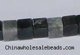 CAB398 15.5 inches 10*10mm cube moss agate gemstone beads wholesale