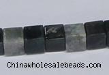 CAB398 15.5 inches 10*10mm cube moss agate gemstone beads wholesale