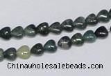 CAB403 15.5 inches 6*6mm heart moss agate gemstone beads wholesale