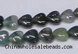 CAB405 15.5 inches 10*10mm heart moss agate gemstone beads wholesale