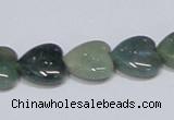 CAB407 15.5 inches 14*14mm heart moss agate gemstone beads wholesale