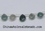 CAB414 15.5 inches 7*9mm flat teardrop moss agate gemstone beads