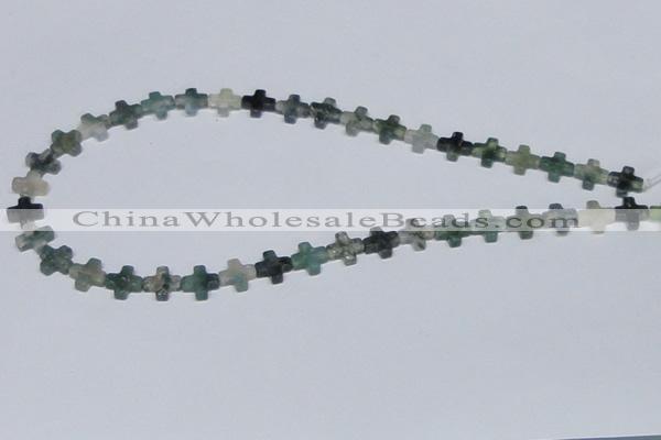 CAB415 15.5 inches 10*10mm cross moss agate gemstone beads