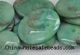 CAB42 15.5 inches 22*30mm faceted oval green grass agate beads