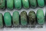 CAB45 15.5 inches 10*18mm faceted rondelle green grass agate beads