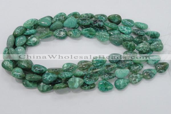 CAB55 15.5 inches 13*18mm flat teardrop peafowl agate gemstone beads