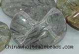 CAB576 15.5 inches 30*40mm wavy oval silver needle agate gemstone beads