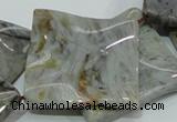 CAB585 15.5 inches 40*40mm wavy diamond silver needle agate beads