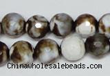 CAB620 15.5 inches 12mm faceted round leopard skin agate beads wholesale