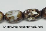 CAB625 15.5 inches 14*20mm faceted egg-shaped leopard skin agate beads