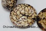 CAB631 15.5 inches 30mm flat round leopard skin agate beads wholesale