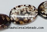 CAB634 15.5 inches 20*30mm twisted oval leopard skin agate beads