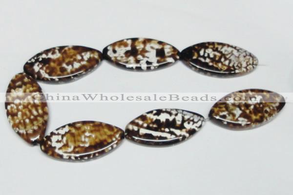 CAB639 15.5 inches 25*50mm marquise leopard skin agate beads