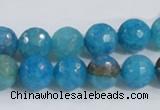 CAB654 15.5 inches 10mm faceted round fire crackle agate beads