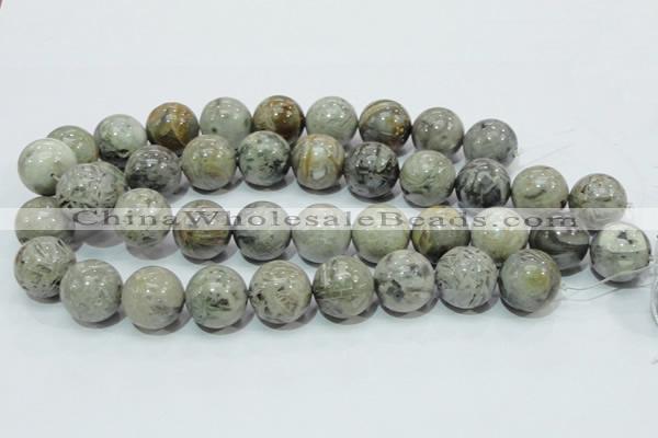 CAB71 15.5 inches 20mm round silver needle agate gemstone beads