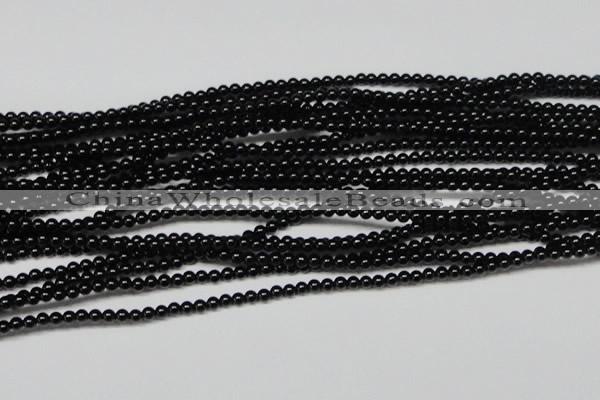 CAB720 15.5 inches 3mm round black agate gemstone beads wholesale