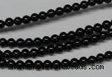 CAB721 15.5 inches 4mm round black agate gemstone beads wholesale