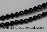 CAB722 15.5 inches 5mm round black agate gemstone beads wholesale