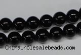 CAB724 15.5 inches 8mm round black agate gemstone beads wholesale