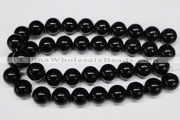 CAB730 15.5 inches 20mm round black agate gemstone beads wholesale