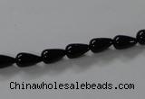 CAB732 15.5 inches 5*8mm teardrop black agate gemstone beads