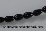 CAB733 15.5 inches 7*10mm teardrop black agate gemstone beads