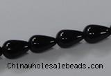 CAB735 15.5 inches 8*12mm teardrop black agate gemstone beads