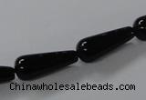 CAB737 15.5 inches 8*20mm teardrop black agate gemstone beads