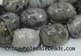 CAB74 15.5 inches 15*20mm egg-shaped silver needle agate beads