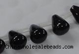 CAB754 15.5 inches 8*10mm top-drilled teardrop black agate beads