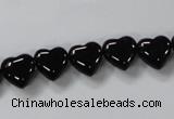 CAB755 15.5 inches 10*10mm top-drilled heart black agate beads