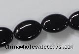 CAB759 15.5 inches 13*18mm oval black agate gemstone beads wholesale