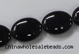 CAB761 15.5 inches 15*20mm oval black agate gemstone beads wholesale