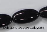 CAB763 15.5 inches 15*30mm oval black agate gemstone beads wholesale