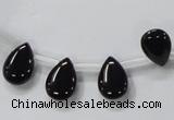 CAB771 15.5 inches 9*13mm top-drilled flat teardrop black agate beads