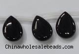 CAB772 15.5 inches 15*20mm top-drilled flat teardrop black agate beads