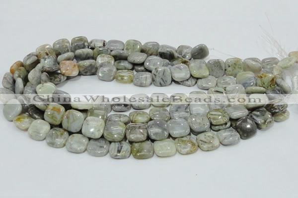 CAB78 15.5 inches 15*15mm square silver needle agate gemstone beads