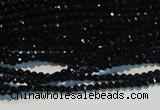 CAB780 15.5 inches 2mm faceted round black agate gemstone beads